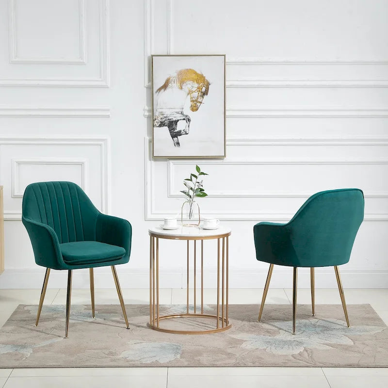 AVAWING Accent Arm Chairs Set of 2 Upholstered Velvet Dining Chairs