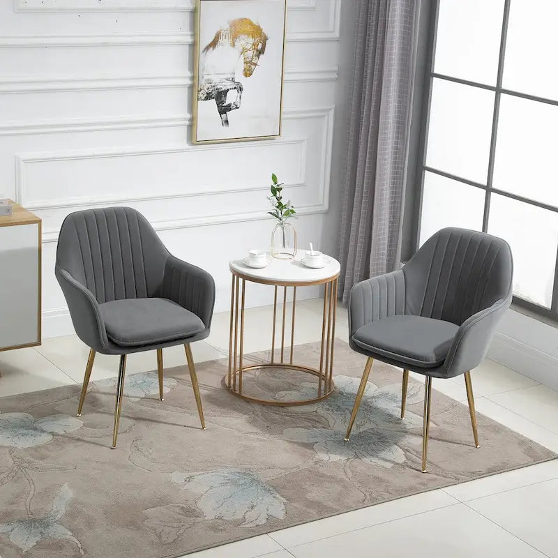 AVAWING Accent Arm Chairs Set of 2 Upholstered Velvet Dining Chairs