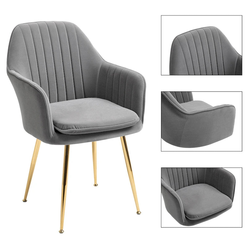 AVAWING Accent Arm Chairs Set of 2 Upholstered Velvet Dining Chairs