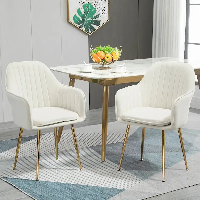 AVAWING Accent Arm Chairs Set of 2 Upholstered Velvet Dining Chairs
