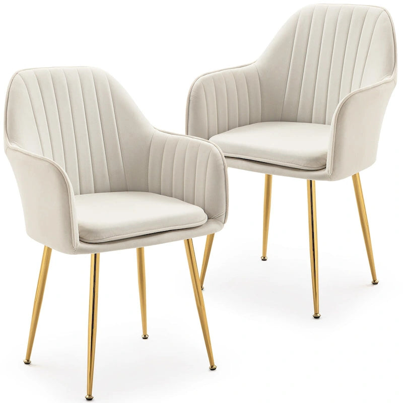AVAWING Accent Arm Chairs Set of 2 Upholstered Velvet Dining Chairs