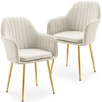 AVAWING Accent Arm Chairs Set of 2 Upholstered Velvet Dining Chairs