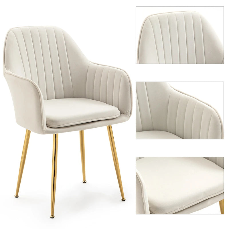 AVAWING Accent Arm Chairs Set of 2 Upholstered Velvet Dining Chairs