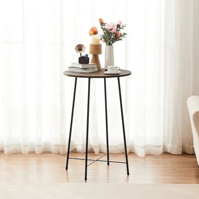 35.4 High Round Bar Table, Industrial Style Wood Top Bistro Pub/Breakfast Table