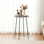 35.4 High Round Bar Table, Industrial Style Wood Top Bistro Pub/Breakfast Table