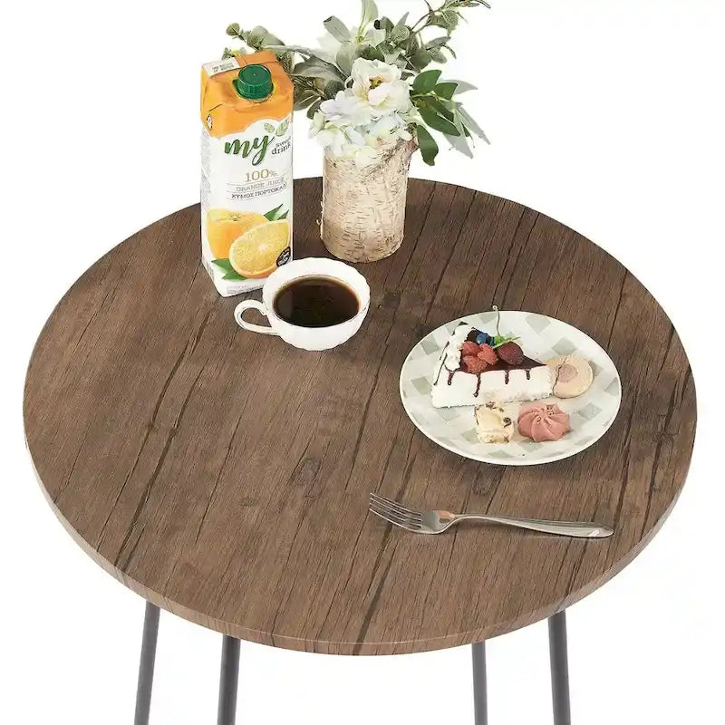 35.4 High Round Bar Table, Industrial Style Wood Top Bistro Pub/Breakfast Table