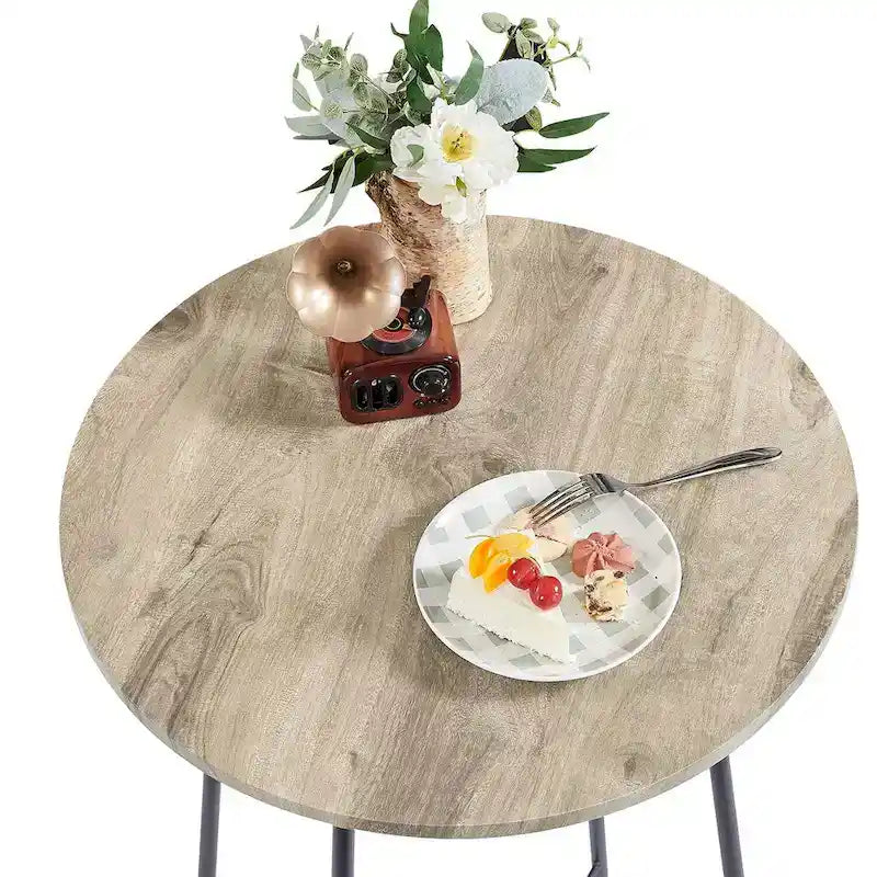 35.4 High Round Bar Table, Industrial Style Wood Top Bistro Pub/Breakfast Table