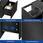 Modern Wood Coffee Table with Storage Drawers and LED Lighting