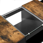 Modern Wood Coffee Table with Storage Drawers and LED Lighting