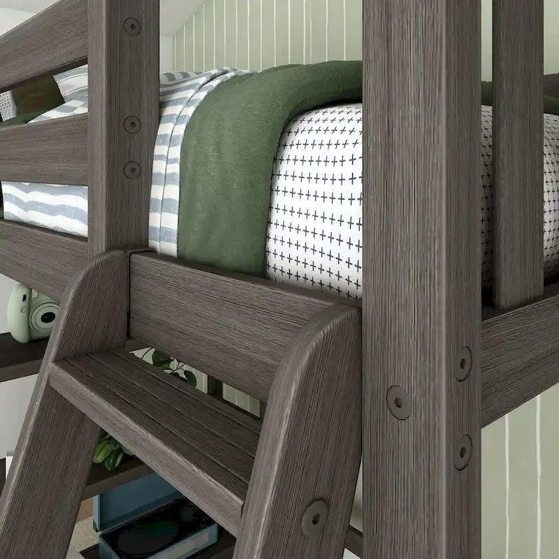 Max and Lily Twin Size High Loft Bed with Bookcase