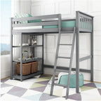 Max and Lily Twin Size High Loft Bed with Bookcase