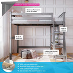 Max and Lily Twin Size High Loft Bed with Bookcase