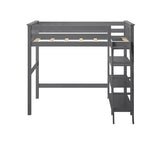 Max and Lily Twin Size High Loft Bed with Bookcase