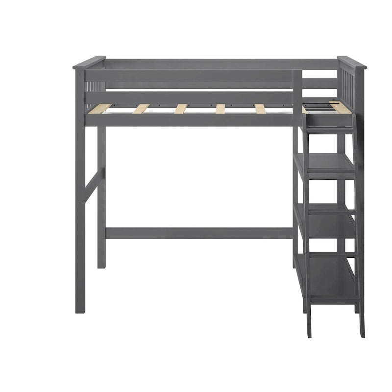 Max and Lily Twin Size High Loft Bed with Bookcase