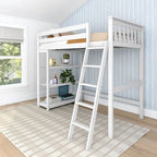 Max and Lily Twin Size High Loft Bed with Bookcase