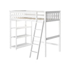 Max and Lily Twin Size High Loft Bed with Bookcase