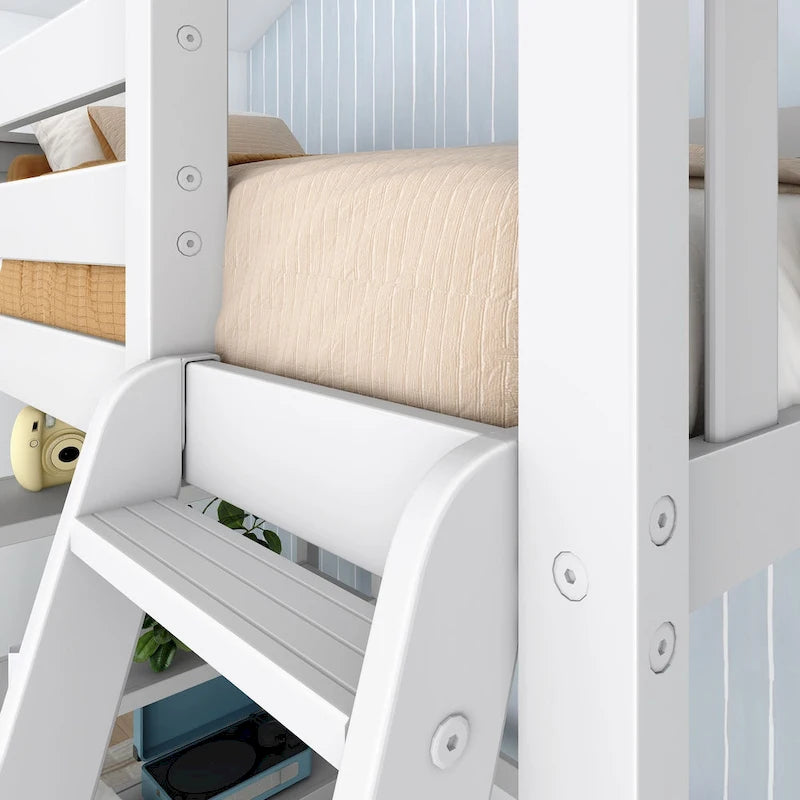 Max and Lily Twin Size High Loft Bed with Bookcase