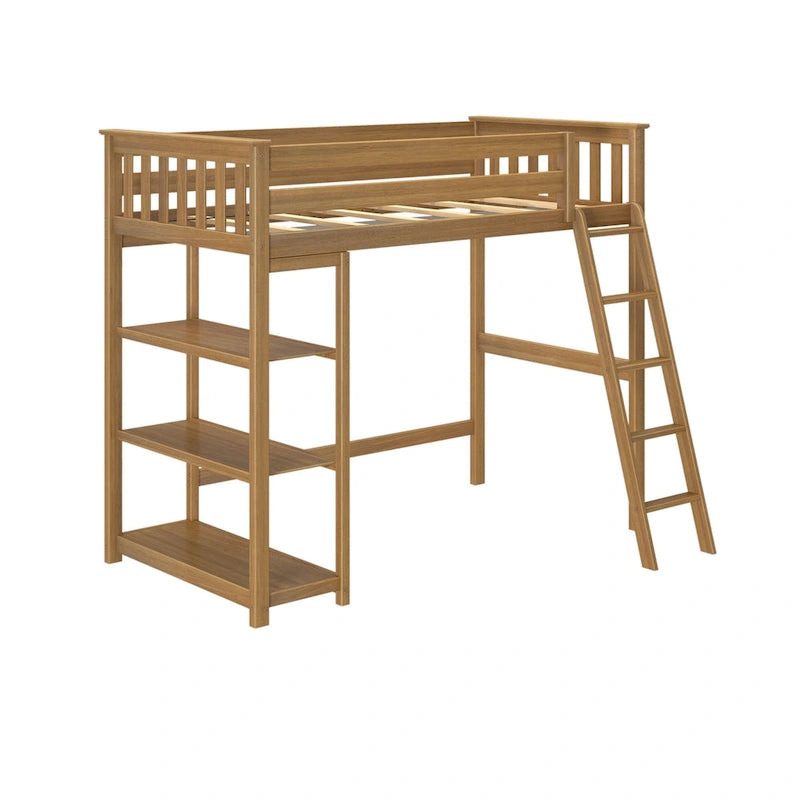 Max and Lily Twin Size High Loft Bed with Bookcase