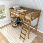 Max and Lily Twin Size High Loft Bed with Bookcase