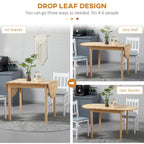 HOMCOM 55 Solid Wood Kitchen Table, Drop Leaf Tables for Small Spaces, Folding Dining Table