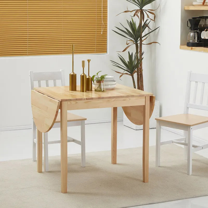 HOMCOM 55 Solid Wood Kitchen Table, Drop Leaf Tables for Small Spaces, Folding Dining Table