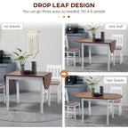 HOMCOM 55 Solid Wood Kitchen Table, Drop Leaf Tables for Small Spaces, Folding Dining Table