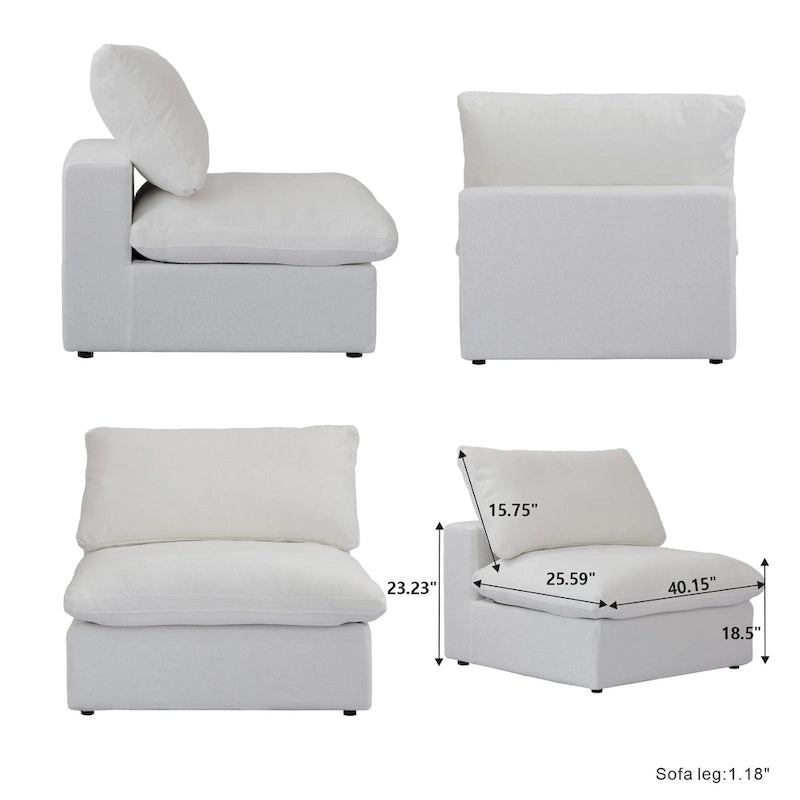 U-shape Linen Upholstered Sectional Sofa Multiple Cushions Modular Couch
