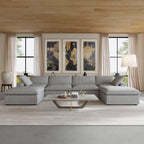 U-shape Linen Upholstered Sectional Sofa Multiple Cushions Modular Couch