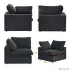 U-shape Linen Upholstered Sectional Sofa Multiple Cushions Modular Couch