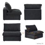 U-shape Linen Upholstered Sectional Sofa Multiple Cushions Modular Couch