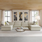 U-shape Linen Upholstered Sectional Sofa Multiple Cushions Modular Couch
