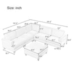 Modular Sectional Sofa with Ottoman L Shaped Corner Sectional for Living Room, Office