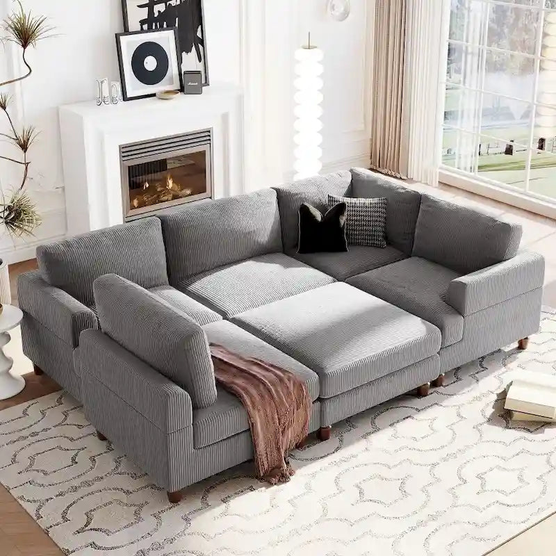 Modular Sectional Sofa with Ottoman L Shaped Corner Sectional for Living Room, Office