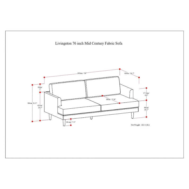 WYNDENHALL Chloris 76 inch Wide Mid-Century Modern Sofa