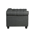 Morden Fort Linen Chesterfield Club Accent Chair,Button Tufted Upholstered Armchair with Nailhead and Solid Wood Legs