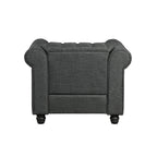 Morden Fort Linen Chesterfield Club Accent Chair,Button Tufted Upholstered Armchair with Nailhead and Solid Wood Legs