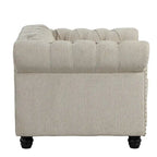Morden Fort Linen Chesterfield Club Accent Chair,Button Tufted Upholstered Armchair with Nailhead and Solid Wood Legs