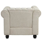 Morden Fort Linen Chesterfield Club Accent Chair,Button Tufted Upholstered Armchair with Nailhead and Solid Wood Legs