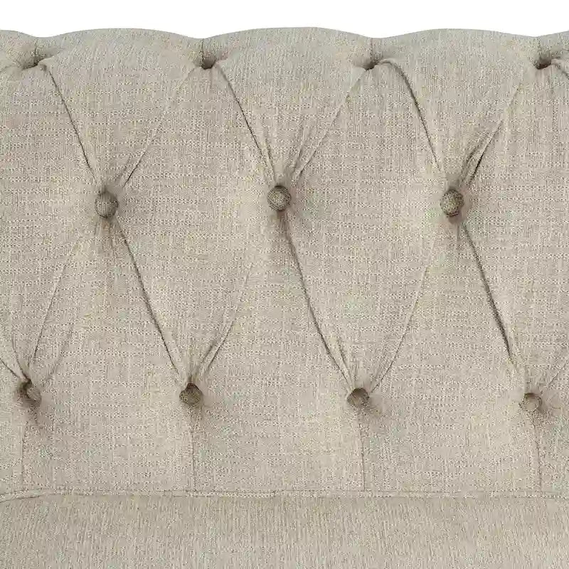 Morden Fort Linen Chesterfield Club Accent Chair,Button Tufted Upholstered Armchair with Nailhead and Solid Wood Legs