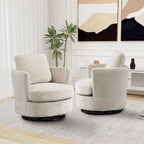 Modern Upholstered Swivel Barrel Chair(Set Of 2)
