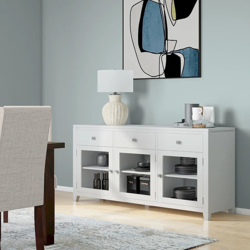 WYNDENHALL Essex SOLID WOOD 54 inch Wide Contemporary Sideboard Buffet in Mahogany - 54 inch Wide