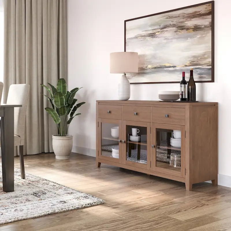 WYNDENHALL Essex SOLID WOOD 54 inch Wide Contemporary Sideboard Buffet in Mahogany - 54 inch Wide