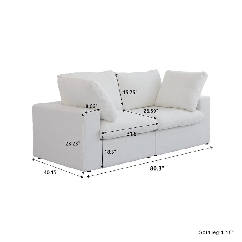 80 Linen Upholstered Loveseat Sofa Sectional Couch