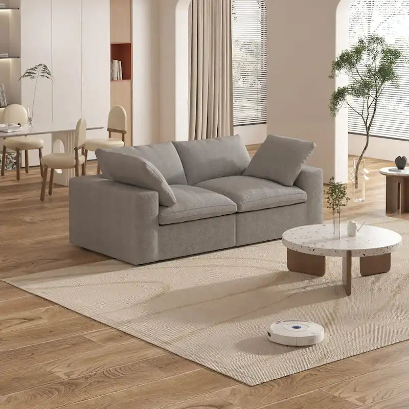 80 Linen Upholstered Loveseat Sofa Sectional Couch