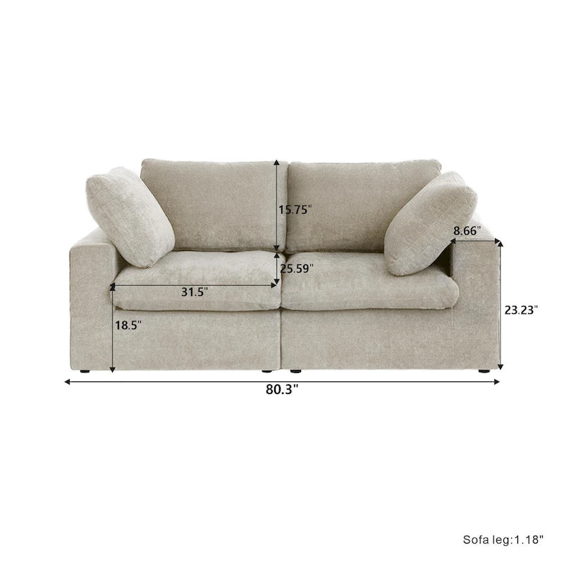 80 Linen Upholstered Loveseat Sofa Sectional Couch