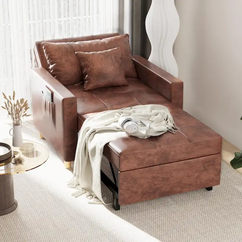 AECOJOY Adjustable Sleeper Chair Bed 3-in-1 Convertible Futon Sofa