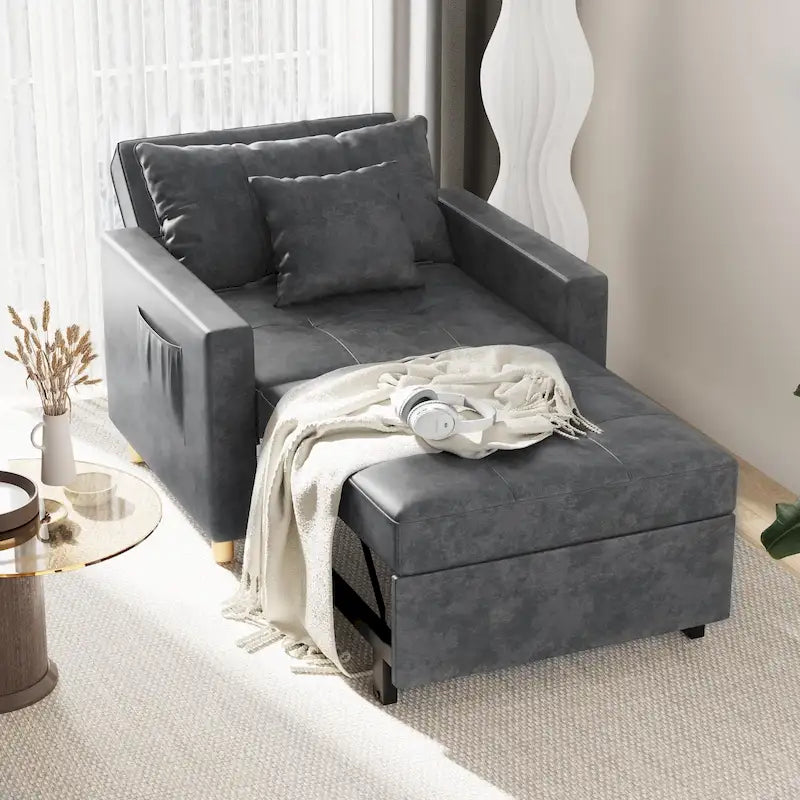 AECOJOY Adjustable Sleeper Chair Bed 3-in-1 Convertible Futon Sofa