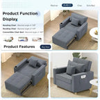 AECOJOY Adjustable Sleeper Chair Bed 3-in-1 Convertible Futon Sofa