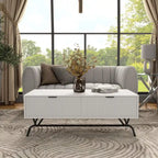 DH BASIC Modern 42-inch 2-Drawers Coffee Table with Metal Legs by Denhour