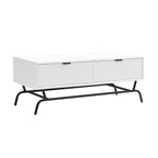 DH BASIC Modern 42-inch 2-Drawers Coffee Table with Metal Legs by Denhour